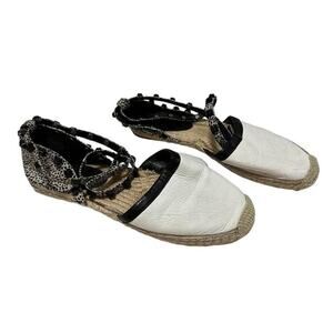 Rebecca Minkoff Women's Espadrilles White Ballet Studded Gilles Flat Shoes Sz‎ 8